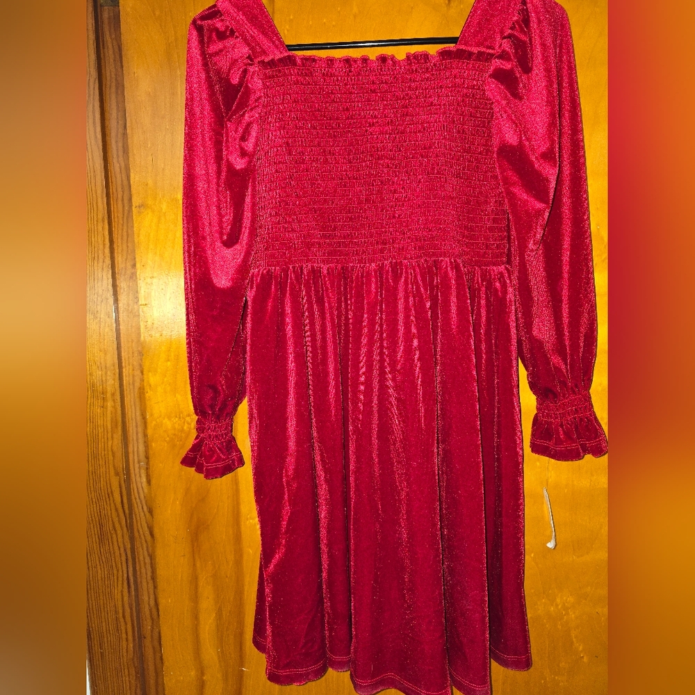 NWT TULLABEE Red Long Sleeve Dress SIZE 12 GIRLS